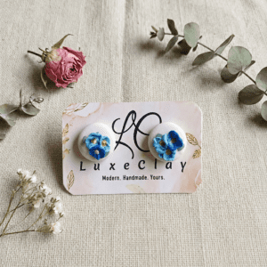 blue blossom floral stud earrings