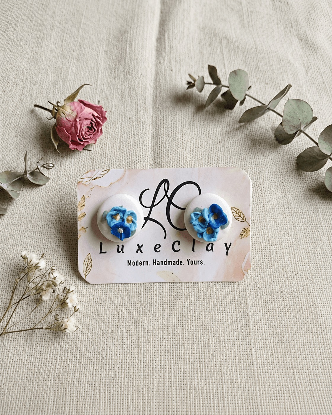 blue blossom floral stud earrings blue blossom floral stud earrings