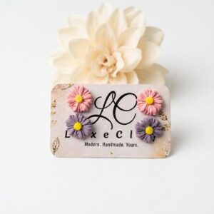handmade daisy flower clay stud set