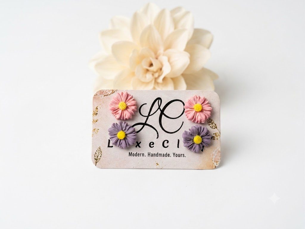 handmade daisy flower clay stud set handmade daisy flower clay stud set
