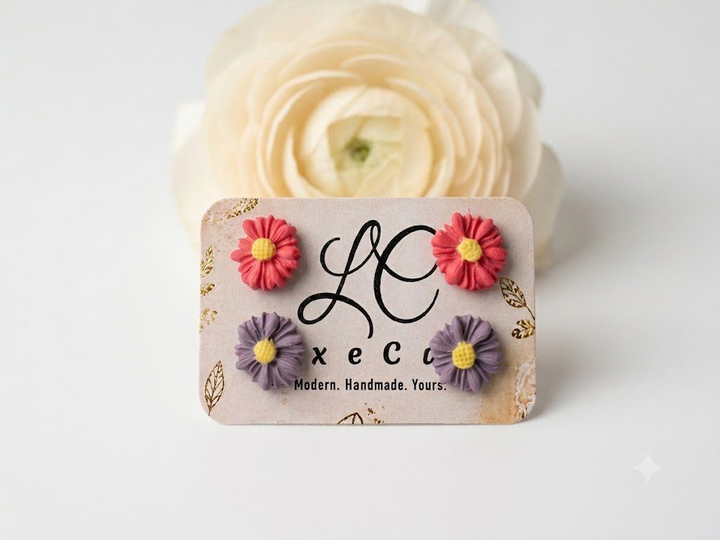 handmade daisy flower clay stud set handmade daisy flower clay stud set