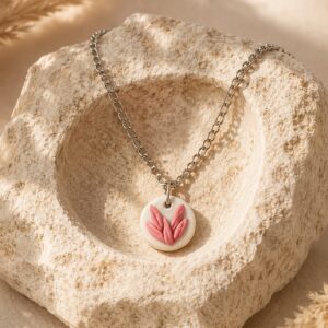 Home handmade clay minimalist leaf pendent