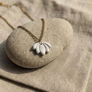 Home handmade clay petal bloom pendant
