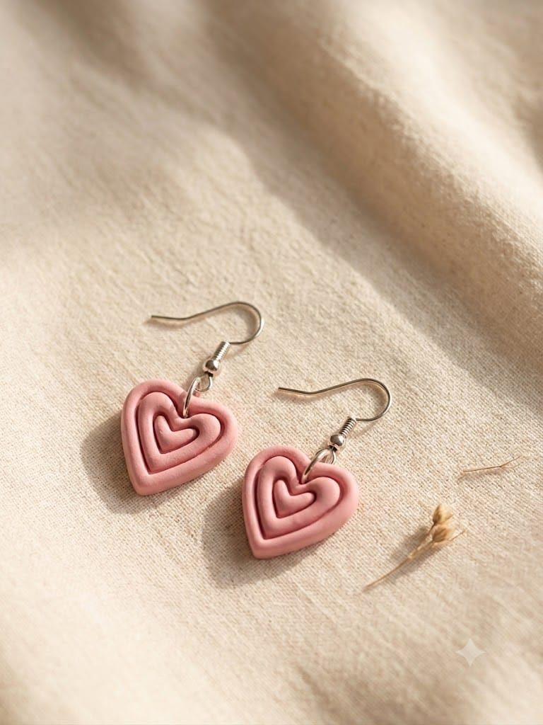 whatsapp image 2026 07 30 at 3.27.46 pm Blush Retro Ripple Heart Handmade Clay Earrings
