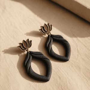 Midnight Lotus Handmade Clay Statement Earrings