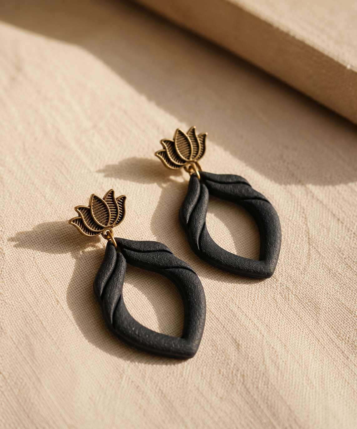 chatgpt image aug 14, 2026, 10 25 31 am Midnight Lotus Handmade Clay Statement Earrings