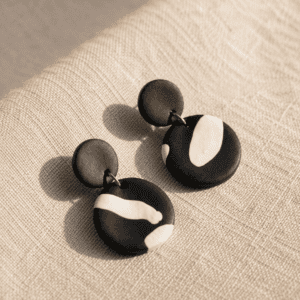 Monochrome Muse Handmade Clay Statement Earrings